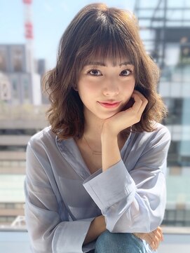 ジーナ 福岡天神(Zina) セシルカットフリンジウェーブx大人かわいい前髪ココアブラウン