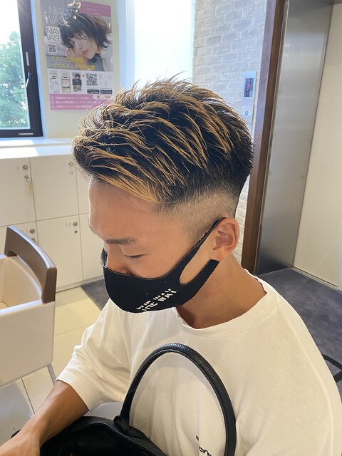 MEN'S HAIR フェード×サイドパート×ハイライト