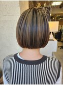 【新宿】前下がりボブ ボブ ハイライトカラー 20代30代40代