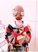 振袖着付け　タイトシニヨン　衿足シェービング