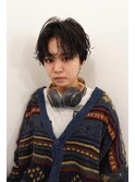 黒髪ニュアンスパーマショートマッシュスパイラルパーマ