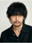 渋谷波巻きツイストスパイラルパーマツーブロックメンズマッシュ