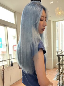 エイチ(H) xブリーチ/イメチェン/ホワイトブロンド/外ハネボブ/美髪/