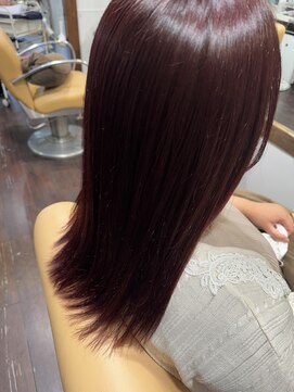 ルスト 成増店(Lust) #ブリーチなしダブルカラー#ワインレッド#塩基性#高発色カラー
