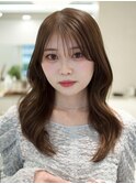 レイヤーカット ミルクティーベージュ 顔周りカット 韓国巻き