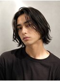 メンズレイヤーボブ ニュアンスパーマ 海外風センターパート