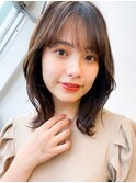 【若菜あいこ】大人かわいい韓国ヘア/斜め前髪/くびれミディ