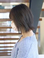 スパ ヘアーデザイン(SPA hair design) ぱつっとボブに柔らかなオリーブカラー