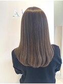 セミロング・重めセミロング・グレージュ・ハイライト