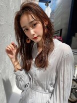 ビューブルー 亀戸錦糸町(VIEW BLUE)&nbsp;美髪カールピンクブラウンエアリーロングセミディ似合わせ前髪