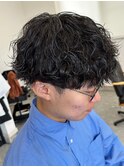 波巻きパーマメンズパーマメンズヘアツーブロックツイストパーマ