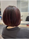 白髪ぼかしハイライト/似合わせカット/ブリーチ/守谷/ピンク