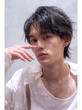 ハバナ 渋谷(HAVANA) メンズ波巻きセンターパート韓国風黒髪ツーブロックマッシュ