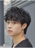 渋谷メンズマッシュウルフカット緩めシャドウパーマ波巻きパーマ