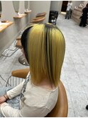 イエロー　セクションカラー　デザインカラー　ブリーチ