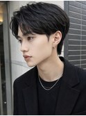センターパート 毛流れパーマ 韓国風スタイル メンズカット