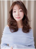 黒髪ダークアッシュデジタルパーマ小顔ヨシンモリZ川口30代40代