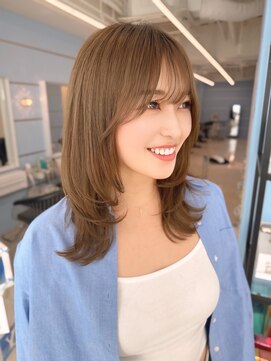 モナザスカイ 栄(MONA the SKY) 【MONA】顔周りレイヤー/ミディアムレイヤー/ラテベージュ