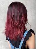 グラデーションカラー　ブラック×チェリーレッド