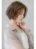 マロンベージュくせ毛風小顔前髪なしショートY上尾20代30代40代!