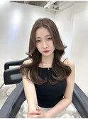 小顔ブリーチなし黒髪ネビージュワンレンローレイヤーボブルフ