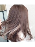 ツヤ感と透明感の マットカラーラベンダーセミロング大人可愛い
