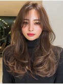 韓国風レイヤー/くびれ/透明感/ミルクティーブラウンベージュ