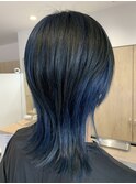 デザインカラー，インナーカラー，ハイライト，ブルー【草加】