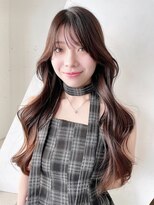 アルバム 新宿(ALBUM SHINJUKU)&nbsp;前髪カットオリーブベージュ顔周りレイヤー韓国ヘア_F41292