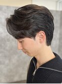 ニュアンスフェザーパーマセンターパートメンズパーマ佐賀眉毛