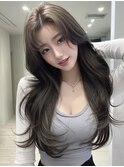 ナチュラルレイヤートレンドカラー韓国風シースルーバング