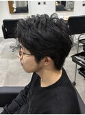 メンズカットアップバングショート刈り上げなしスパイキー