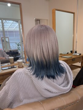 アンククラシックヘアー(ank classic hair) 《ホワイトグレー×ブルー》グラデーションカラー