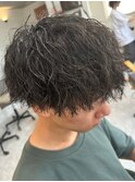 波巻きパーマセンターパートツイストパーマメンズマッシュパーマ