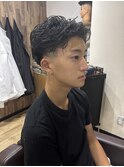 無造作パーマ×スキンフェード