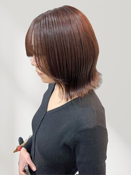 ヘアーメイク グロー(hair make grow) 外ハネボブ ブラウンカラー 顔周りカット 髪質改善 20代 艶髪