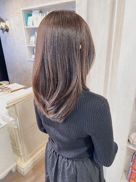 福山美容室caaryレイヤーロングマロンブラウン韓国風20代30代