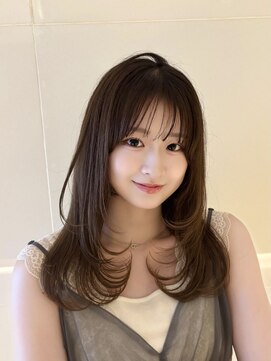 ジーナ 天神(Zina) レイヤーカット/小顔/黒髪/ココアベージュ/顔周り[福岡天神]