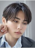 韓国マッシュフェザーパーマニュアンスパーマセンターパート黒髪