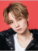 メンズヘアシャドウパーマベージュカラーセンターパート