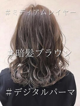 ソーエン バイ ヘッドライト 室蘭店(soen by HEADLIGHT) ダークブラウン×小顔似合わせミディアムレイヤーデジタルパーマ