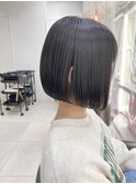 大人可愛い 10代20代30代40代 シースルー 重く見えない黒髪ボブ