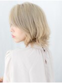 外ハネプラチナカラー外国人風ラフボブウルフh小山10代20代30代