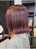 【SHARON原宿】ブリーチ無しWカラーハイライト×赤髪外はねボブ
