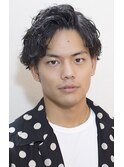 センターパートウルフカットサーフカールスパイラルパーマゆるめ