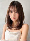 斜めバングシースルーバング艶感薄めバングワンホンレイヤー