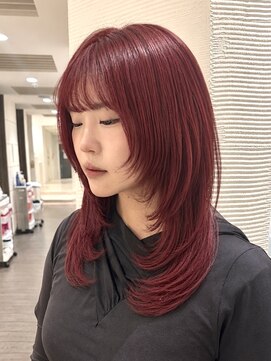 マージュ ギンザ(marju GINZA) ハッシュレイヤー×ワインレッドカラー/レイヤーカット