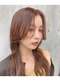 韓国風ヘア×アプリコットカラー