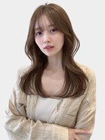 シースルーバング　くびれヘア　韓国ヘア　ナチュラルブラウン25