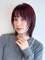 ローネス(LONESS)&nbsp;ボブレイヤー　ワインレッド　ハッシュカット　シャギーボブ